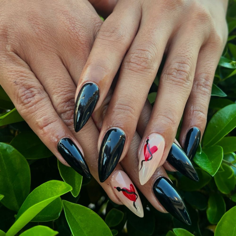 Black stiletto nail art