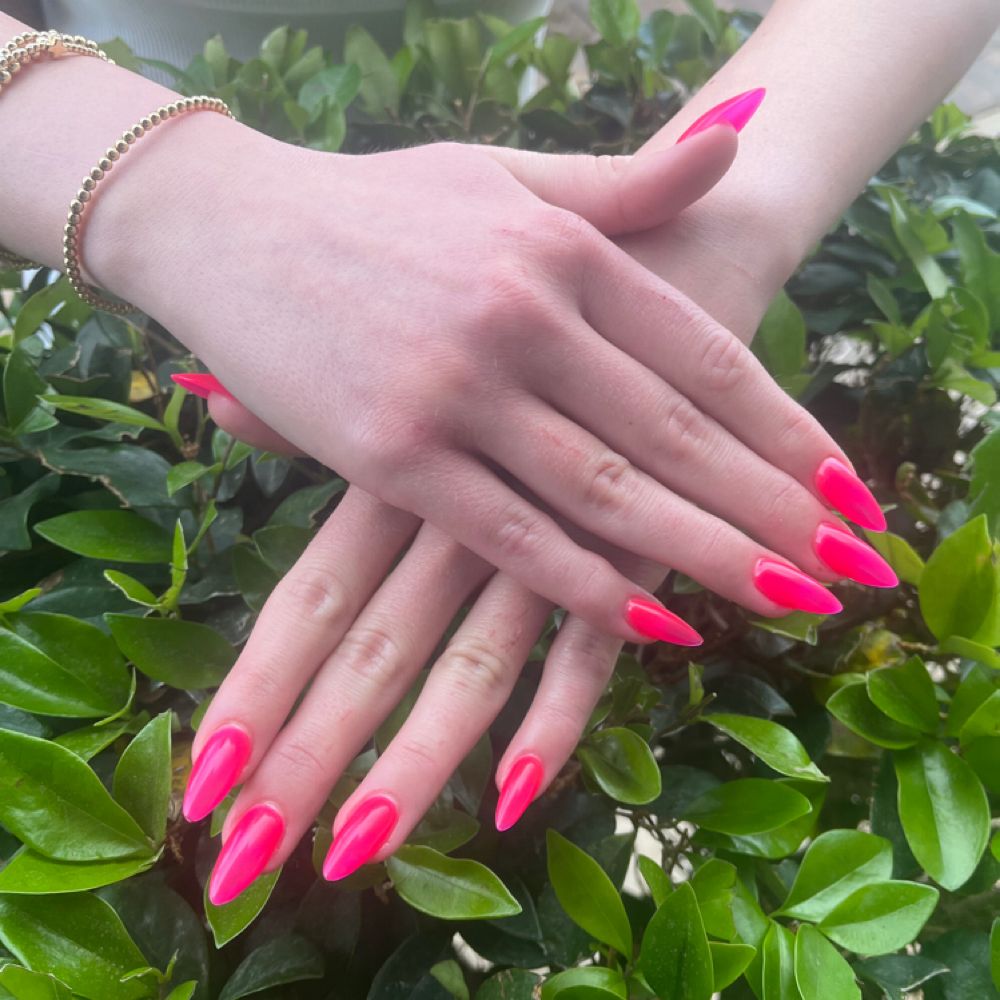 Hot pink almond nails